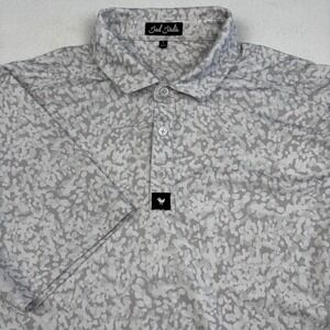 Bad Birdie Polo Shirt Mens Large Gray Camo Print Golf Performance Stretch Tech